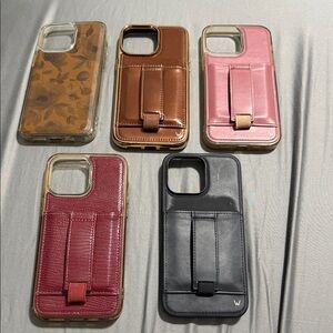 Elegant Leather Phone Case Set - Black, Brown, Pink, Red